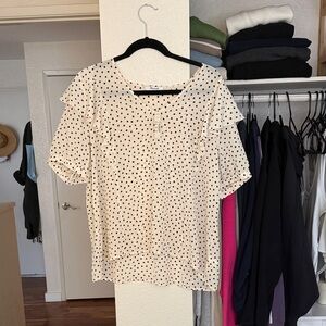 Madewell Cream and Black Dot Blouse